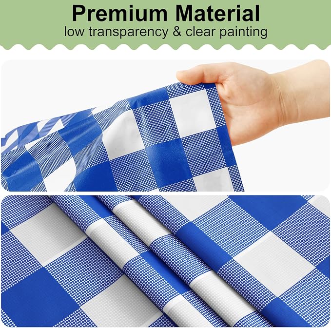 4 Packs Buffalo Disposable Table Cloth, 54 x 108 Inch Waterproof Plastic Tablecloth, Rectangle Blue and White Checkered Table Covers for Picnic, Birthday, Party, Back to School