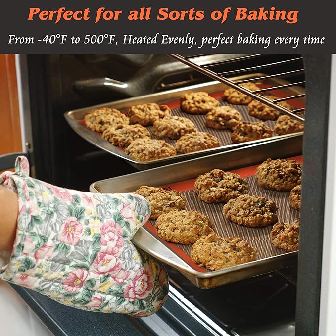 Silicone Baking Mats for Quarter Sheet - Best German Silicone - Non Slip Silicone Baking Sheet, Non Stick Reusable Silicone Mats for Baking, Oven Liner, Counter Mat