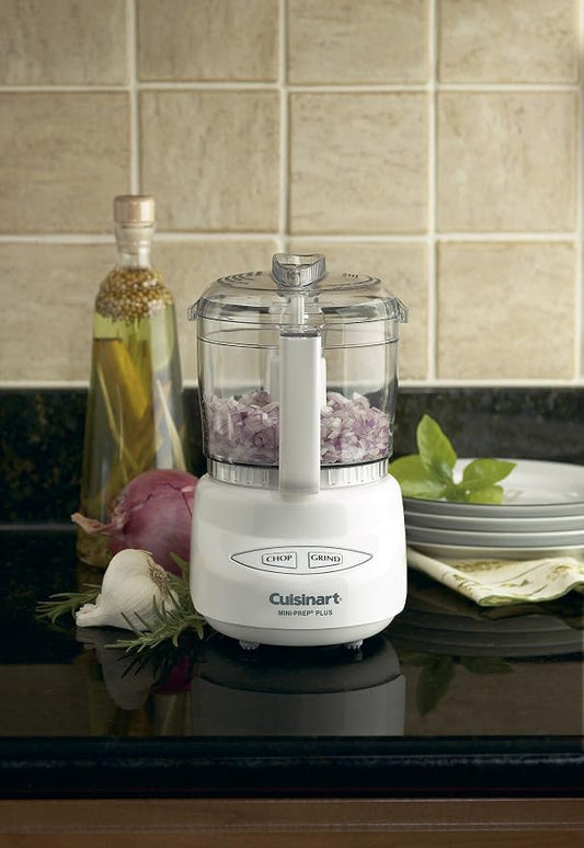 Cuisinart Mini-Prep Plus Food Processor, 3 Cup Mini Food Processor to Chop Herbs, Vegetables, and Hard Cheese, 3 Cup Work Bowl, Reversible Stainless Steel Blade, DLC-2A, White