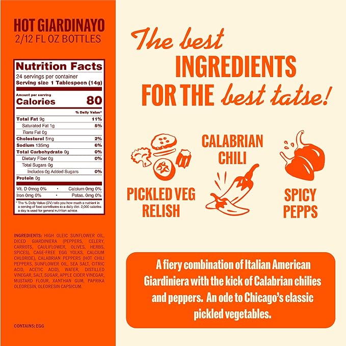Ayoh Foods, Mayo Gone Wild, Made by Molly Baz - Easy to Squeeze, Perfect for; Sandwiches, Burgers, Fries, Nuggets, Wraps & Dips (Hot Giardinayo)