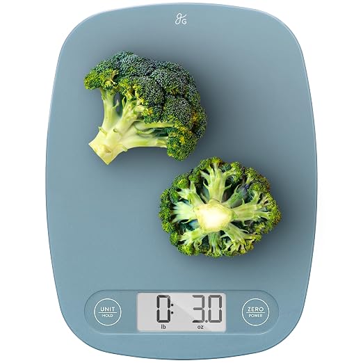 Greater Goods Food Scale – Digital Kitchen Scale, 1g Precision, Easy-Tare & Quick Conversion, Slim Compact Design, Durable & Portable | Ideal for Cooking, Baking & Meal Prep (Stone Blue)