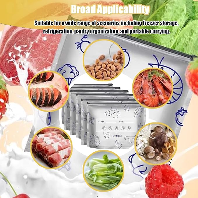 Reusable Aluminum Foil Sealable Storage Bags - Foil Sealable Bags for Food, Vegetables, Fruit, Meat, Snacks, Bread, Seafood Preservation
