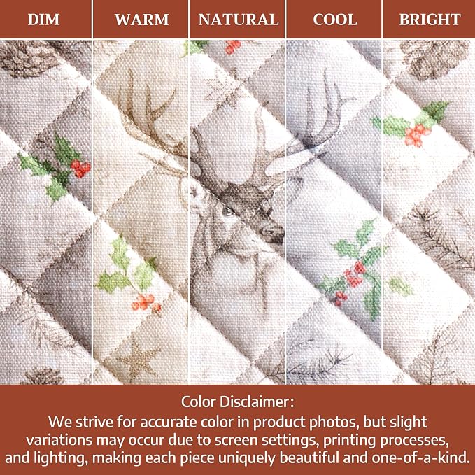 Maison d' Hermine 100% Cotton Oven Mitt & Pot Holder Set (7.5"x13" & 8"x8") | Heat Resistant BBQ Cooking Gloves with Loop Baking Grilling Kitchen Home Farmhouse Thanksgiving Christmas - Christmas Dew