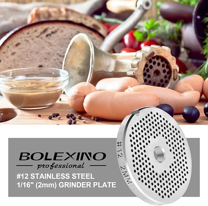 2mm Meat Grinder Plate #12, Stainless Steel Fine Plate | Crafted for #12 grinders, 2mm fine plate for hot dogs, Heavy-duty stainless steel, Durable & rust-resistant, Easy to clean.