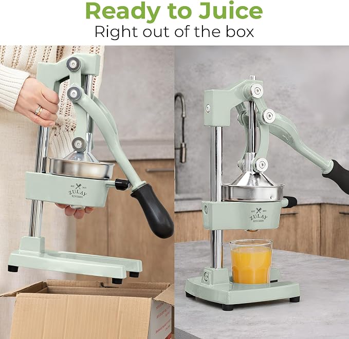 Zulay Kitchen Cast Iron Juicer - Heavy Duty Manual Juicer with Detachable Strainers for Easy Cleaning, Orange Juice Press for Citrus Fruits, Perfect for Bartenders, Juice Lovers & Health Enthusiasts