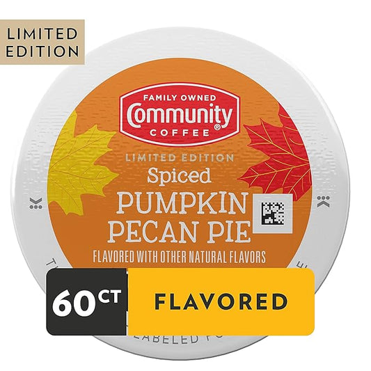 Community Coffee Spiced Pumpkin Pecan Pie Flavored Keurig Coffee Pods, 60 Count, Limited Edition, Medium Roast, 10 count (Pack of 6)