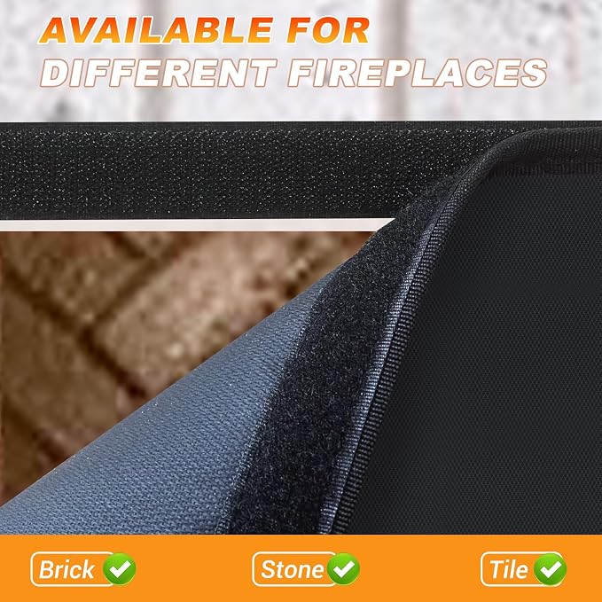 Fireplace Cover, Draft Stopper for Brick Fireplace, Fireplace Flue Blocker, Indoor Fireplace Blanket for Heat Loss, Winter and Summer, Black, 40x30 Inches