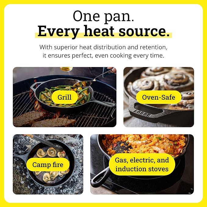 Lodge Reversible Cast Iron Grill/Griddle Pan 16.75 x 9.5 - Pre-Seasoned Dual-Sided Double Burner for BBQ, Eggs, Pancakes, Burgers - PFAS Free Cookware - Flat Top Plate for Oven, Grill, & Campfire