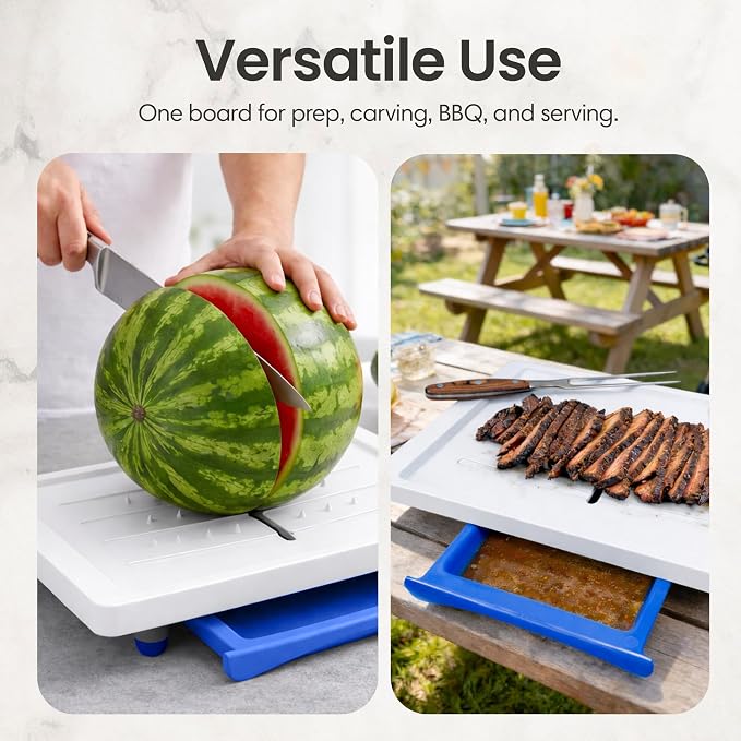 Karving King Large Cutting Board with Juice Groove, Spikes & Drip Tray