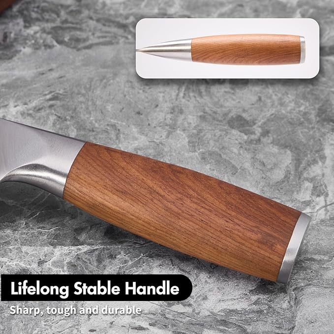 SHI BA ZI ZUO 7 Inches Stainless Steel Meat and Vegetable Cleaver Knife with Ergonomic and Sturdy Wooden Handle