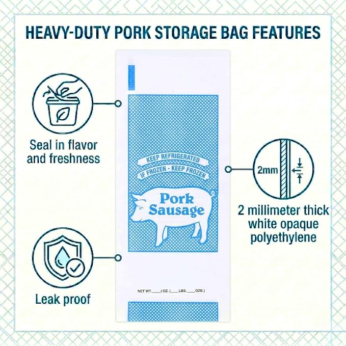 Pork Sausage Freezer Bags (Retail) - 1 Lb. Size - Package of 100