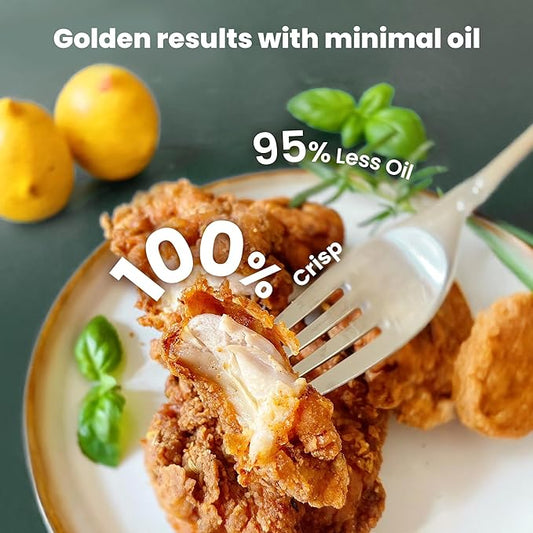 Kismile 5-in-1 Portable Glass Air Fryer, 2.6QT & 4.7QT Dual Glass Containers with Lids, 85% Less Oil, Compact Smart Air Fryer Oven for Deep Roast, Crisp, Keep Warm – Freezer & Dishwasher Safe