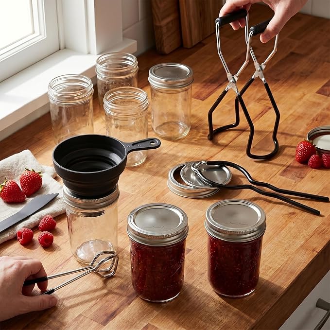Canning Supplies Starter Kit Canner Tools for Water Bath and Pressure Canning Utensil Set includes Jar Lifter, Tongs, Funnel, Wrench, Lid Lifter for Beginners