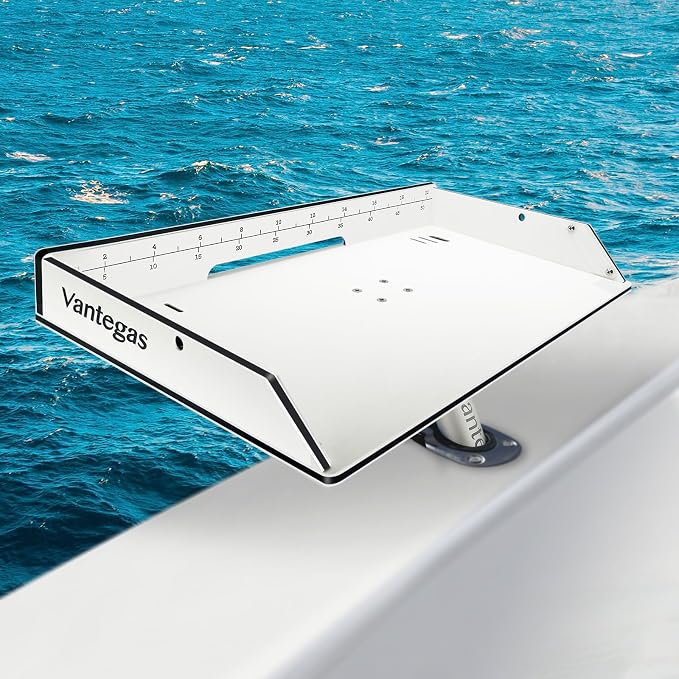 Boat Cutting Board Bait Table Filet Table with Fish Ruler For Fish Cleaning Station, In Single Rod Holder With Plier Storage and Knife Slot, Marine Accessories For Boats Grill