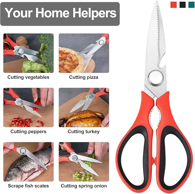 3-Pack Kitchen Scissor All Purpose Kitchen Shears Heavy Duty Scissors Stainless Steel Dishwasher Safe Cooking Scissors, Kitchens Utensils removable for Cutting Meat, Chicken,Fish, Vegetable