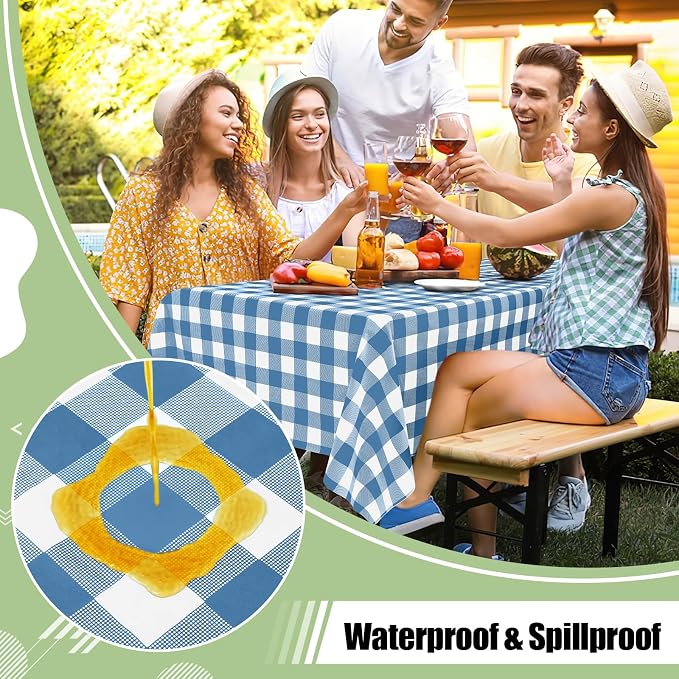 4 Packs Buffalo Disposable Table Cloth, 54 x 108 Inch Waterproof Plastic Tablecloth, Rectangle Aquamarine and White Checkered Table Covers for Picnic, Birthday, Party, Back to School