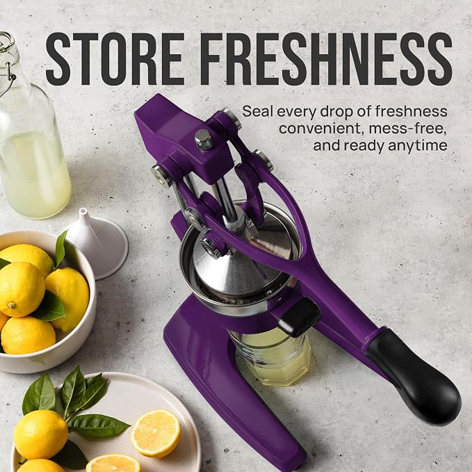 Zulay Kitchen Cast Iron Juicer - Heavy Duty Manual Juicer with Detachable Strainers for Easy Cleaning, Orange Juice Press for Citrus Fruits, Perfect for Bartenders, Juice Lovers & Health Enthusiasts