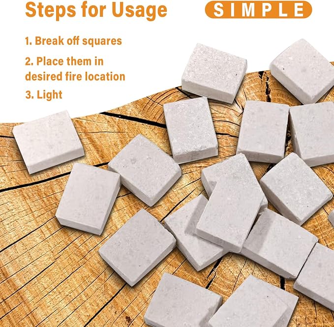 HGD White Fire Starters for Campfires, Waterproof, Charcoal Firestarter | Quick-Light Ignition 32 Cubes for Camping, BBQ, Fireplaces & Chimneys, Wind-Resistant, Long-Lasting, Safe for Family & Pets