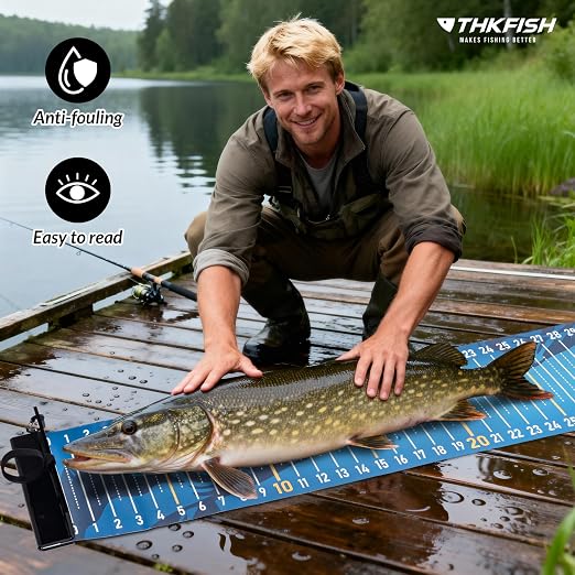 THKFISH 53in Portable Waterproof Fishing Ruler with Measuring Board | Folding Fish Ruler, Roll Up Fish Measuring Tape for Boat, Kayak, Coolers, Yacht and Workbench 53 *7.5"-1pcs/59 * 3.15"-2pcs
