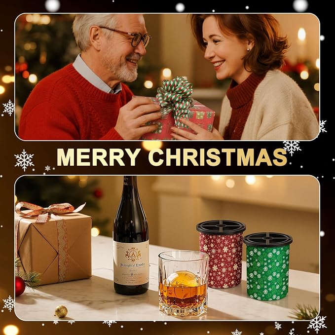 Clear Ice Cube Maker - 2.5" Round Ball - Stainless Steel Clear Ice Cube Molds - Sphere Mold & Christmas Gift for Cocktails, Drinks & Bourbon, Whiskey Gifts for Men Women Dad(2 Packs)