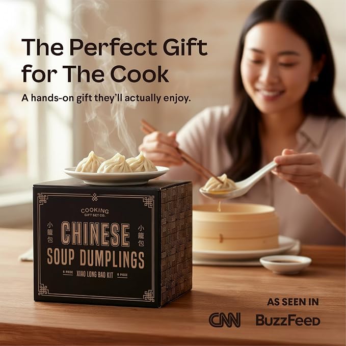 Cooking Gift Set Co. Bamboo Steamer Basket - 2 Tier Dumpling Kit, 6 Piece | Xiao long bao kit, dumpling steamer, cooking gifts for women, mother's day gift, FDA food-contact, BPA-free