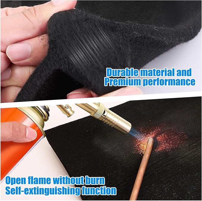 WISSCOOL 2Pack 10MM Thick 20x20 Inch Fireproof Welding Blanket, Double Side Heat Pad Fire Resistant Carbon Felt Cloth Flame Retardant Fabric Protector Pad for Soldering Firepit Smoker