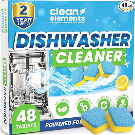Dishwasher Cleaner Tablets & Deodorizer – 48 Pack (2 Year Supply) Deep Cleaning Descaler Pods, Removes Limescale, Hard Water, Calcium, Grease & Odor, Septic Safe Heavy Duty for Dish Washer
