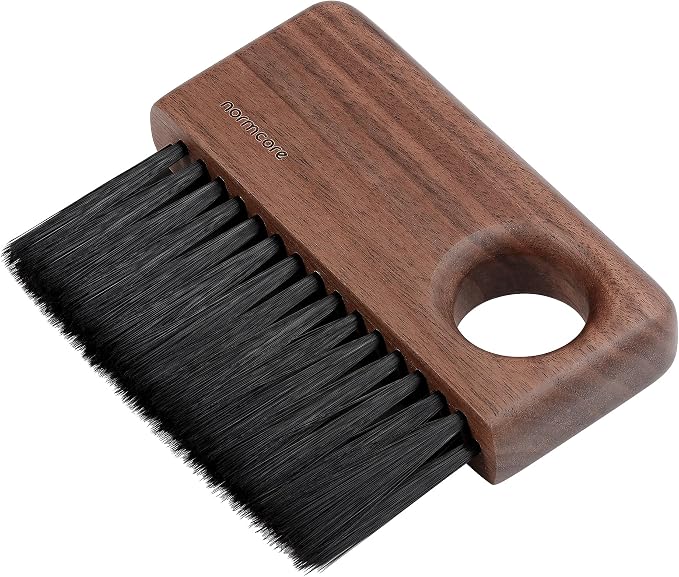 Normcore Barista Bench Brush, American Walnut Coffee Brush | Natural walnut wood handle, for espresso bar/countertop, sweeps coffee grounds, compact daily cleanup tool