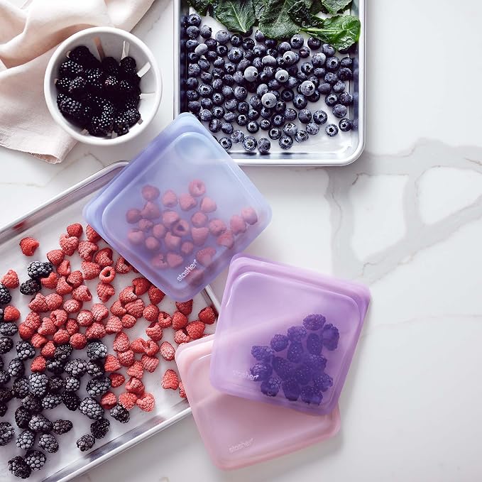 Stasher Premium Silicone Reusable Food Storage Sandwich Bag, Blue, Microwave, Sous Vide, Dishwasher, Oven and Freezer Safe, BPA Free, Leak-free, Eco-friendly, 28 Oz (Pack of 2)