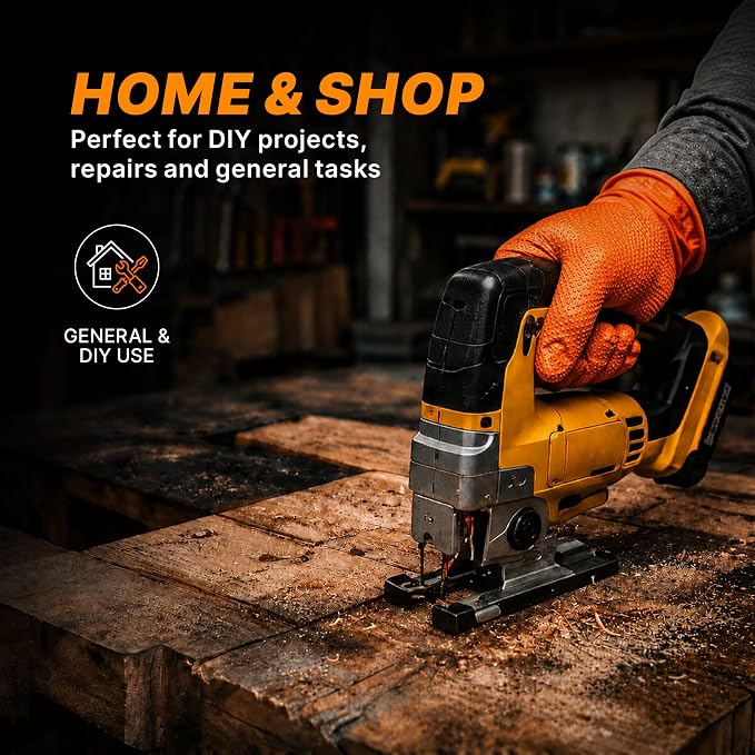 TitanFlex Heavy Duty Industrial Orange Nitrile Gloves, 8-mil, Gloves Disposable Latex Free with Raised Diamond Texture Grip, Powder Free, Rubber Glove, Mechanic Gloves,100-ct Box (Medium)