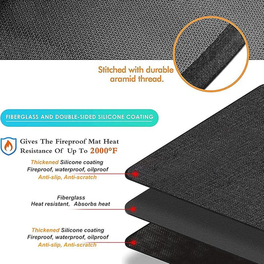 UBeesize Thickened 60x36 inch Under Grill Mat for Outdoor Grill, Fireproof Mat for Lawn, Smokers, Gas Grills, Deck and Patio, Fireplace Mat Fire Pit Mat,Oil-Proof Waterproof Non-Slip BBQ Protector