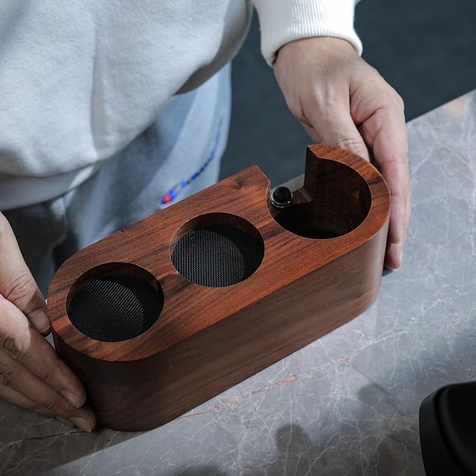 51mm Espresso Tamping Station Rosewood KNODOS Coffee Tamping & Portafilter Holder | Espresso Tamper Station for Espresso Organizer & Accessories