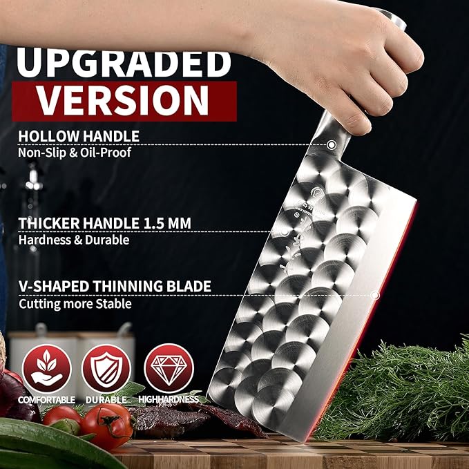 SHI BA ZI ZUO Meat Cleaver Knife, Heavy Duty Cleaver Bone Cleavers Professional Kitchen Vegetable Knife for Effortless Precision Slicing and Chopping