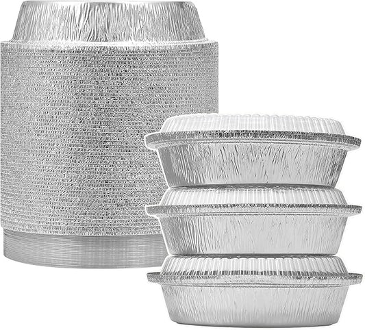 7" Aluminum Foil Pans with Clear Lids 50 Pack,Heavy Duty Disposable Containers for Roasting,Storing,Baking,Cooking,Recyclable