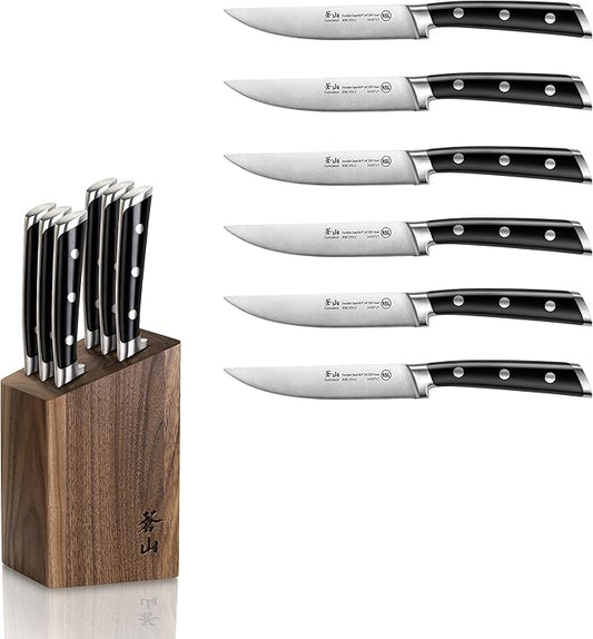 Cangshan TS Series 1022261 Swedish 14C28N Steel Forged 6-Piece Steak Knife Block Set, Walnut