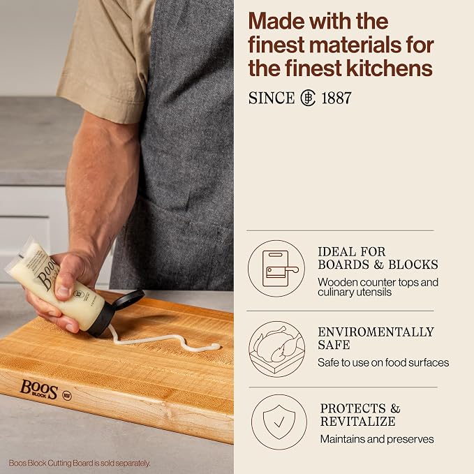 John Boos 3-Pack All-Natural Board Cream for Butcher Blocks and Cutting Boards, 5 oz - Wood Conditioner & Sealer for Maintenance and Protection, Safe Formula with Beeswax & Mineral Oil
