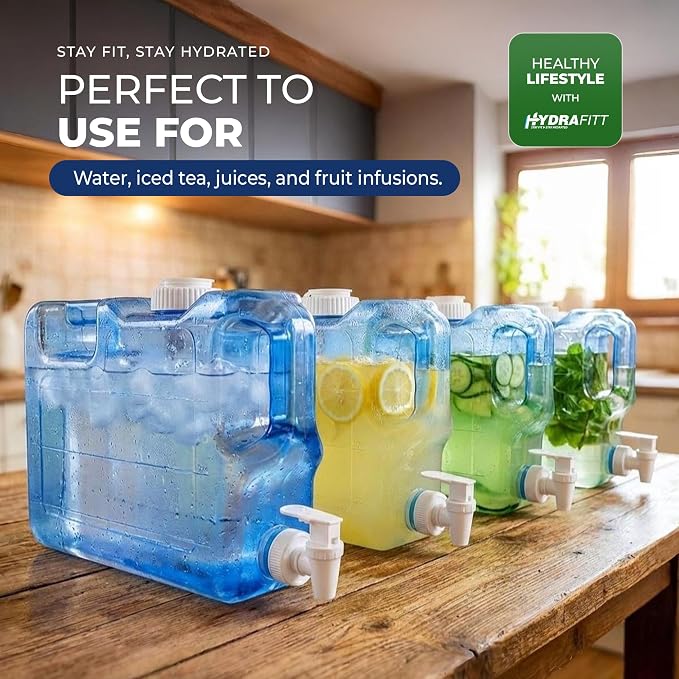 Refrigerator Water Dispenser 1.1 Gallon – Leak-Proof Slim Fridge Water Container with Spigot – BPA-Free Refillable Water Jug (Dark Blue)