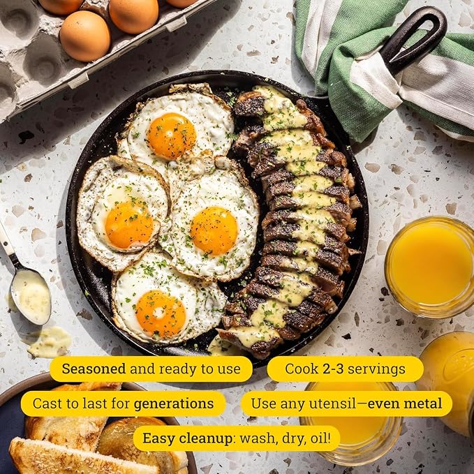 Lodge Round Seasoned Cast Iron Griddle, Round-Shaped, Pre-Seasoned Iron Griddle Pan - Non-Toxic, PFAS-Free Cookware - Compatible with Stovetop, Oven, Grill, or Campfire, 10.5 Inch (Pack of 3)