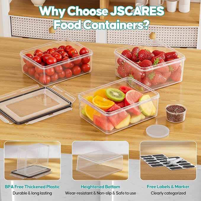 40 Pcs Food Storage Containers with Lids Airtight (20 Lids & 20 Containers)- Reusable Plastic Leakproof Meal-Prep Container for Kitchen Storage Organization Microwave/Dishwasher Safe with Labels & Pen