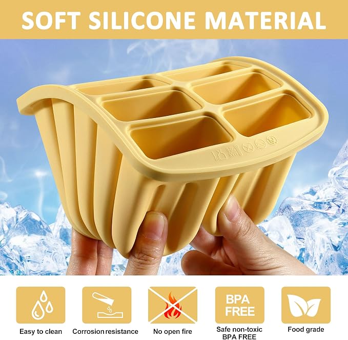 Popsicles Molds, 10 Cavity Silicone Popsicle Molds Easy-Release BPA-free Popsicle Molds Ice Pop Molds Homemade Popsicle Mold Ice Cream Molds with 50PCS Popsicle Sticks for Yogurt Juice Smoothies