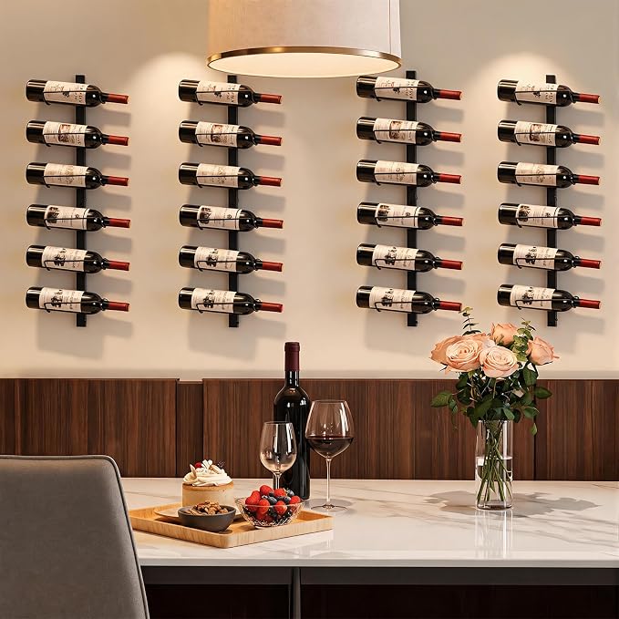 Sonyabecca Wall Wine Rack for 12 Wine Bottles,DIY Detachable Wine Storage Organizer, Wall Mount Wine Bottle Display Holder Used As One or Four, for Kitchen,Pantry,Wine Cellar,Housewarming Gift