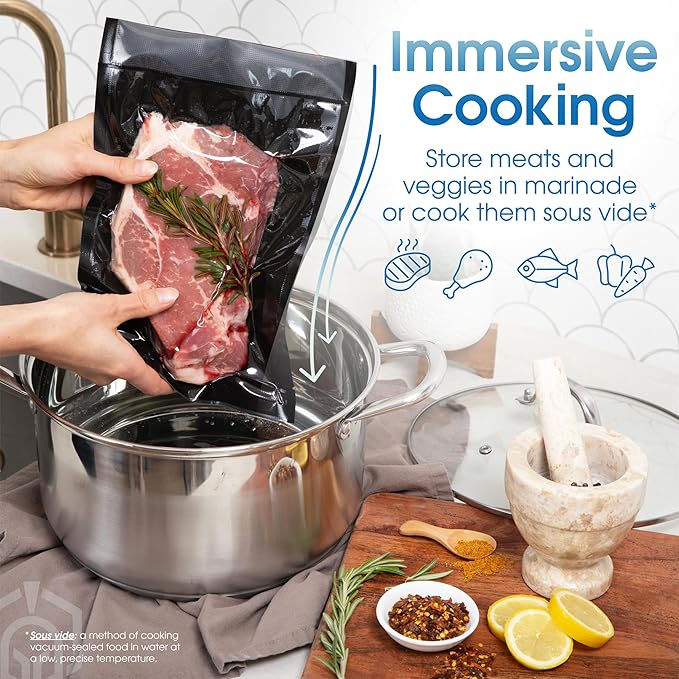 Spartan Industrial 8" X 12" Vacuum Seal Bags - 200 Count BPA-Free Food Storage Bags for Marinating, Freezing, Sous Vide Cooking