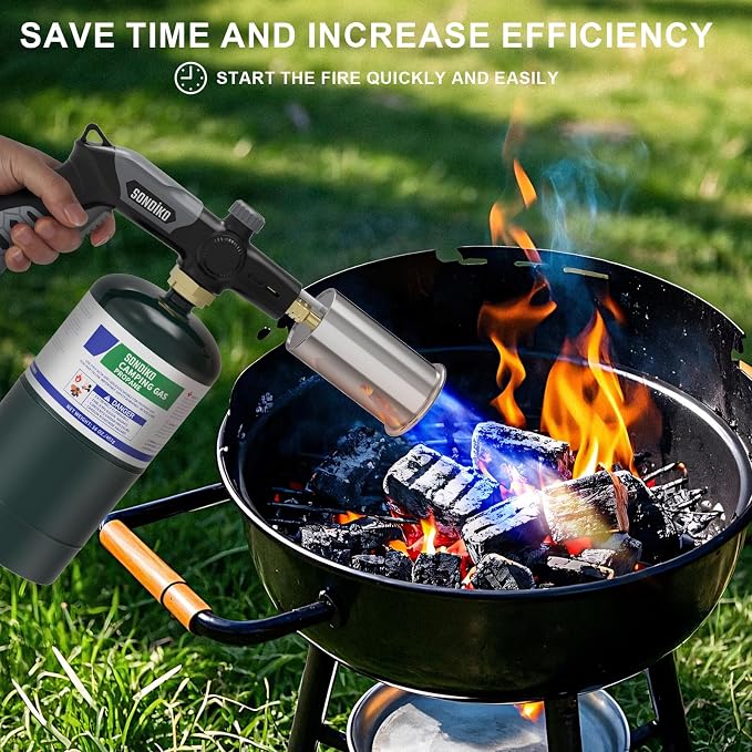 Sondiko Powerful Grill & Cooking Propane Torch L8010, 2 Pack | Grill & Cooking, Sous Vide, Campfire Starter, Adjustable Wood Torch Burner, Propane Tank Not Included