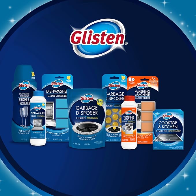 Glisten Dishwasher Cleaner and Freshener Deodorizer, Cleans and Freshens During Wash Cycle, Made in the USA, Lemon Scent, 9 Tablets