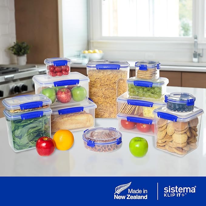 Sistema KLIP IT Large 7L Food Storage Container, Airtight & Stackable, Dishwasher, Freezer, & Microwave-Safe, BPA-Free