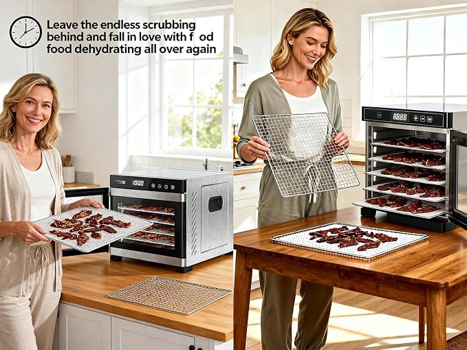Silicone Mesh Dehydrator Sheets Compatible COSORI Food Dehydrator CFD-P501-SUS - 10x9 inch 5-Packs Reusable Mesh Drying Trays Liners for Jerky Herbs Fruit
