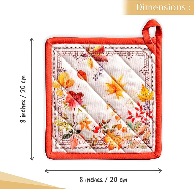 Maison d' Hermine Pot Holders 100% Cotton Potholders (8" x 8", Pack of 2) | Heat Resistant Hot Pads with Loop BBQ Cooking Baking Hotel Kitchen Handling Hot Pans Thanksgiving Christmas - Amarante