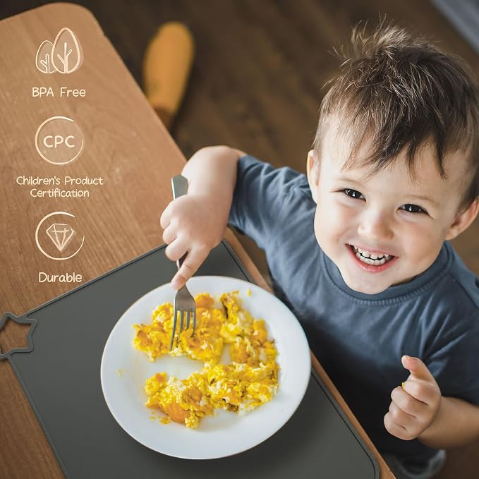 Moonkie Silicone Placemat for Babies: Toddler Table Mats for Self-Feeding | BPA-Free Non-Slip Stain-Proof Reusable Heat-Resistant Dishwasher Safe for Restaurant & Travel 2 Packs