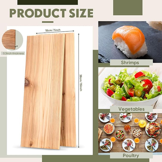 Landical 3/6/10/13/20 Pcs XL XXL Large Cedar Plank for Grilling Salmon Thicker Design Full Filet of Meat Fish Veggies Adding Extra Smoke and Flavor Soaking Fast Easy to Use(10 Pcs,15 x 7 Inches)