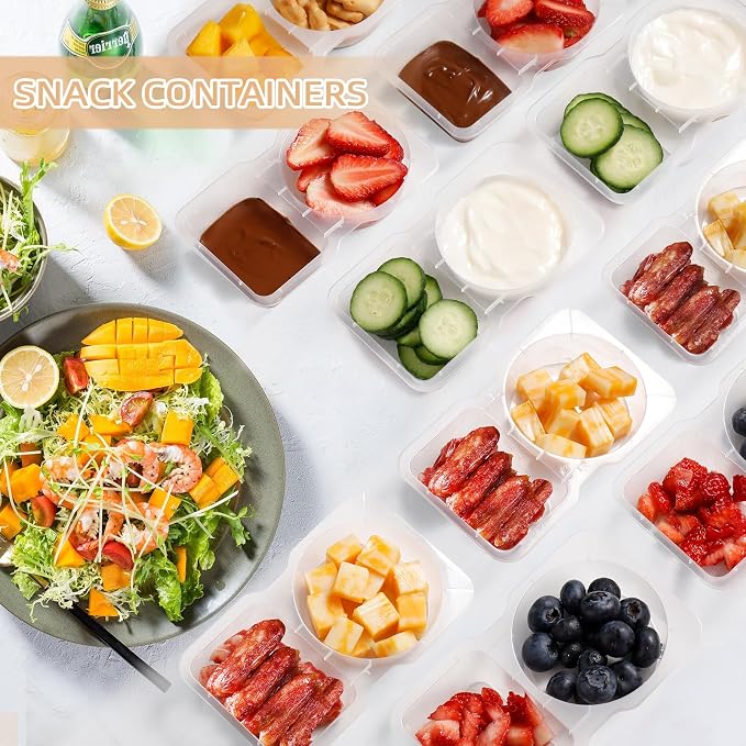 Reusable Snack Containers with Lids: Snack Pack Containers 20Pcs - Snackle Box Container Portion Control - Meal Prep Containers - Double Compartment Snack Containers for Travel - Camping Essentials